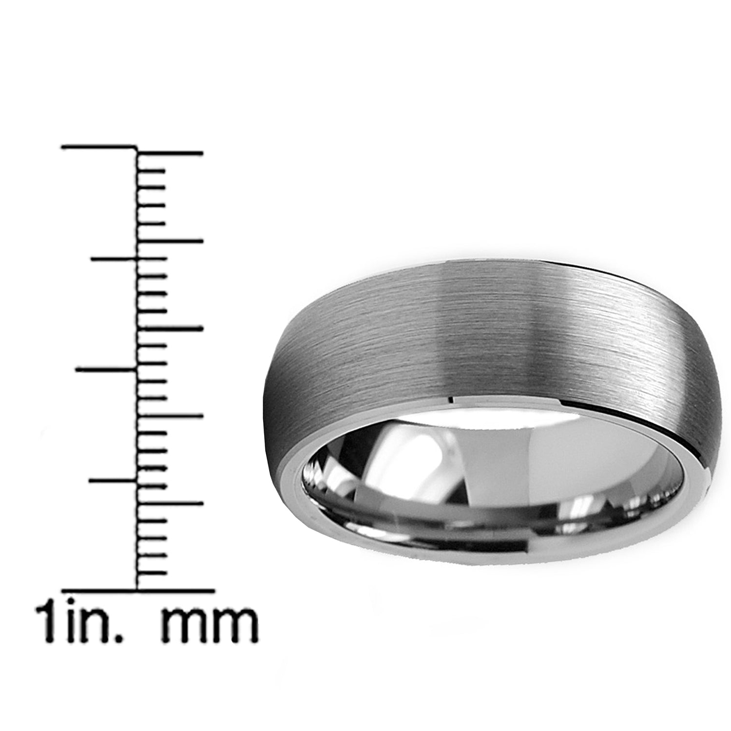 Tungsten Carbide Men's Dome Brushed Wedding Band Comfort Fit Anniversary Ring 8 MM Sizes 6 to 15
