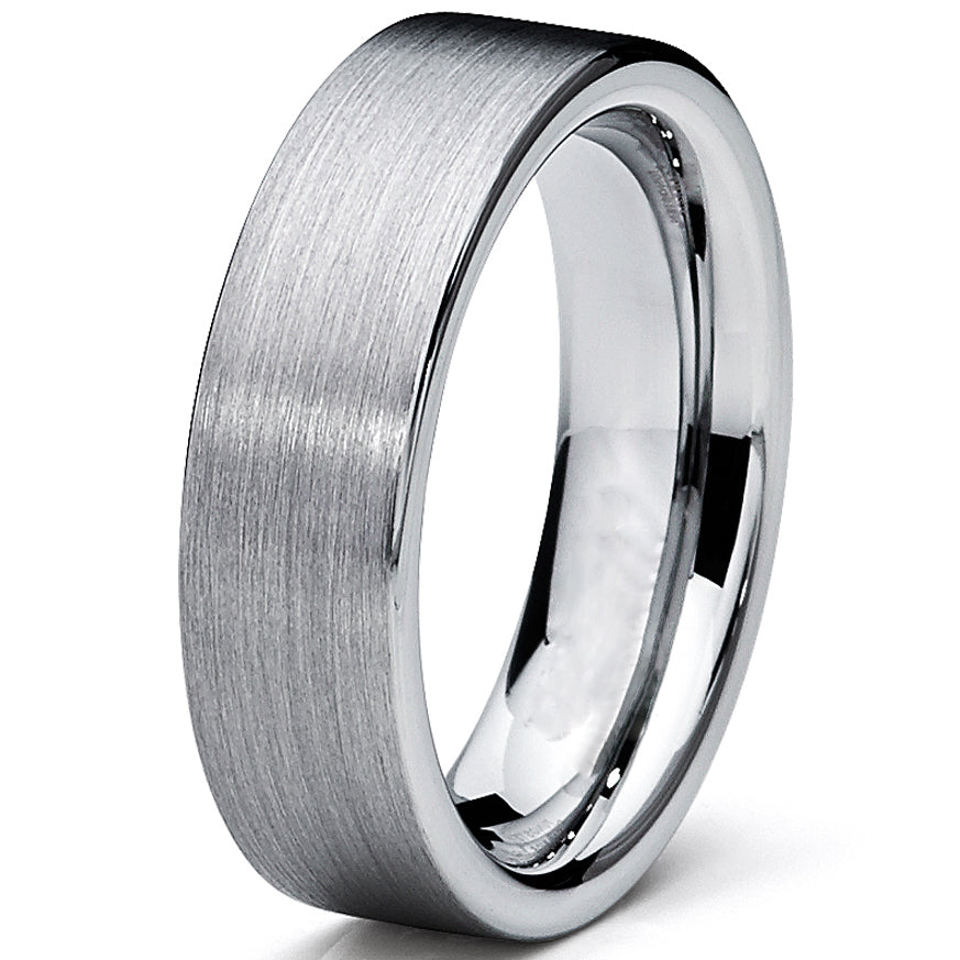 Tungsten Carbide Men's Brushed Wedding Band Ring Comfort Fit 6MM Sizes 5 to 15