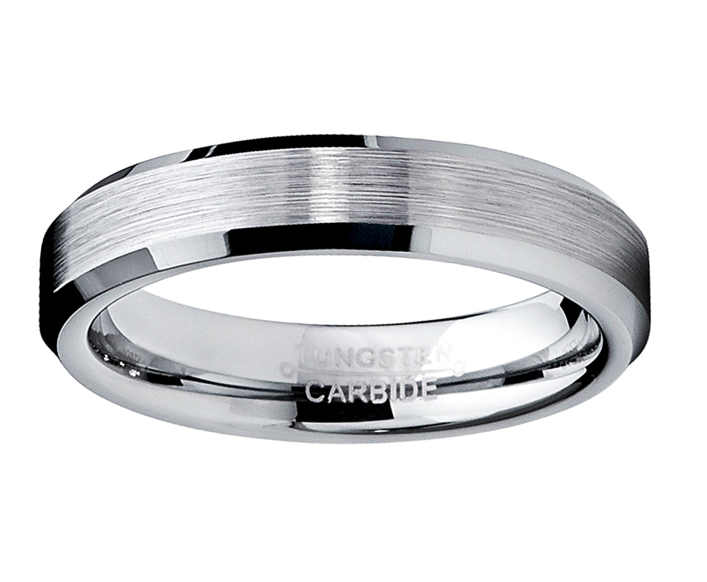 Tungsten Carbide Men's Brushed Wedding Band Anniversary Ring Comfort Fit, 4MM Sizes 5 to 15