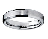 Tungsten Carbide Men's Brushed Wedding Band Anniversary Ring Comfort Fit, 4MM Sizes 5 to 15