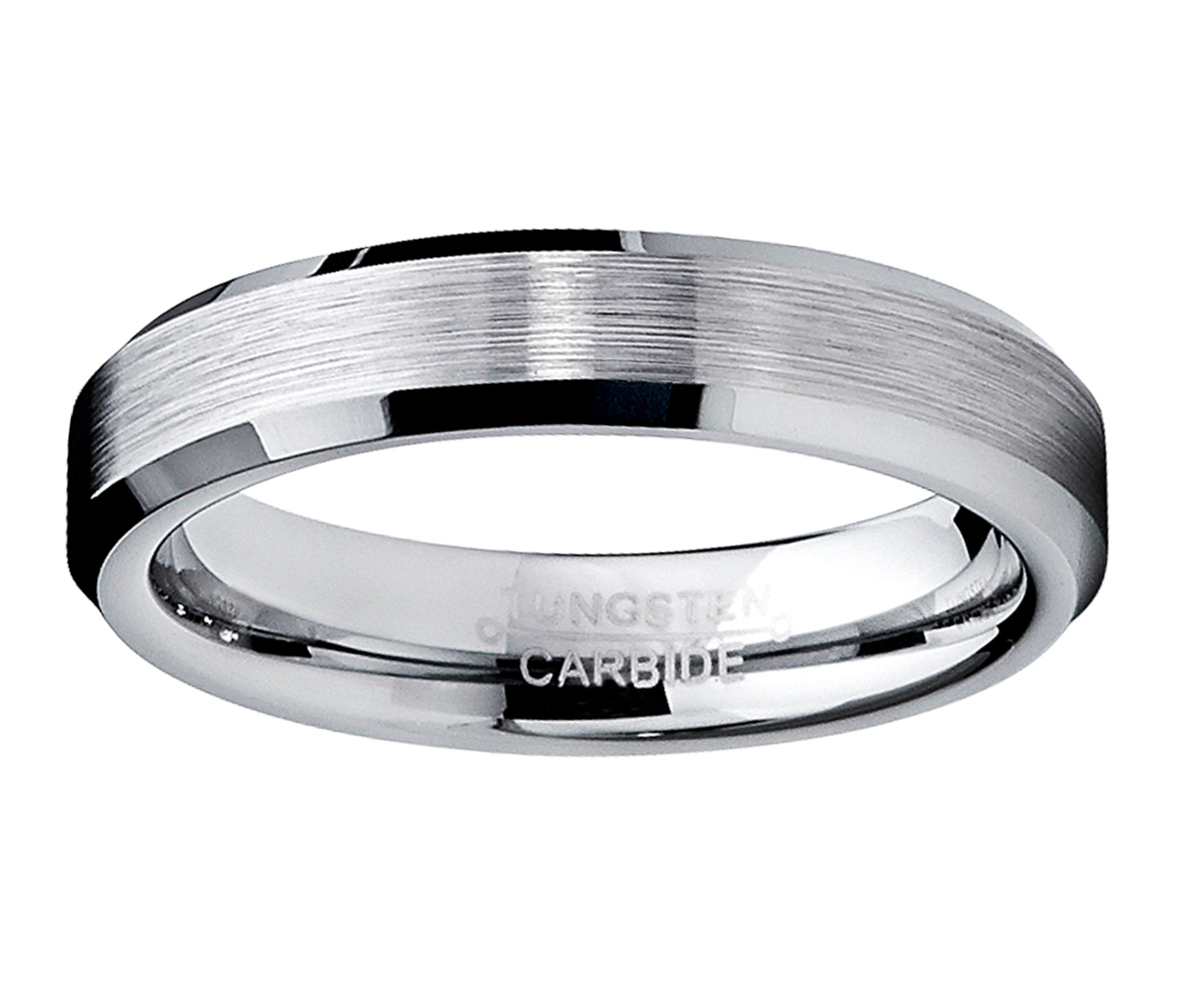 Tungsten Carbide Men's Brushed Wedding Band Anniversary Ring Comfort Fit, 4MM Sizes 5 to 15