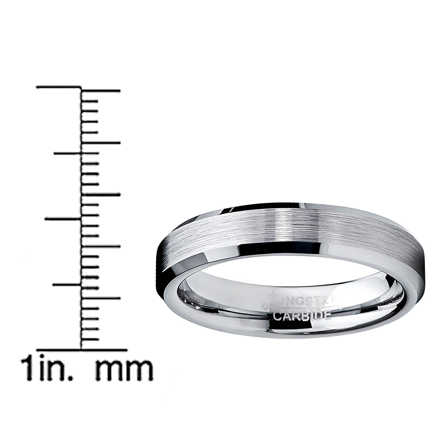 Tungsten Carbide Men's Brushed Wedding Band Anniversary Ring Comfort Fit, 4MM Sizes 5 to 15