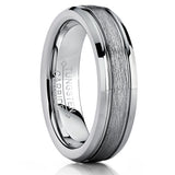 Tungsten Carbide Men's Women's Textured Brushed Center Wedding Band Ring, Comfort Fit 5mm