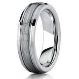 Tungsten Carbide Men's Women's Textured Brushed Center Wedding Band Ring, Comfort Fit 5mm