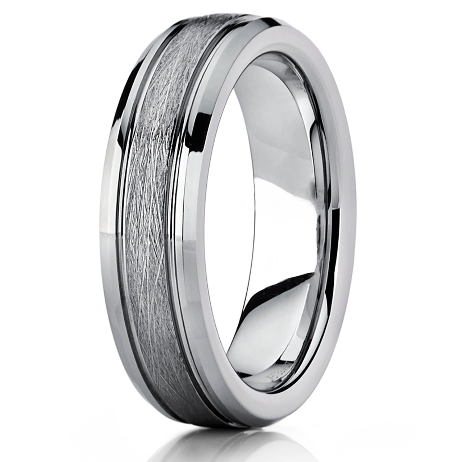 Tungsten Carbide Men's Women's Textured Brushed Center Wedding Band Ring, Comfort Fit 5mm