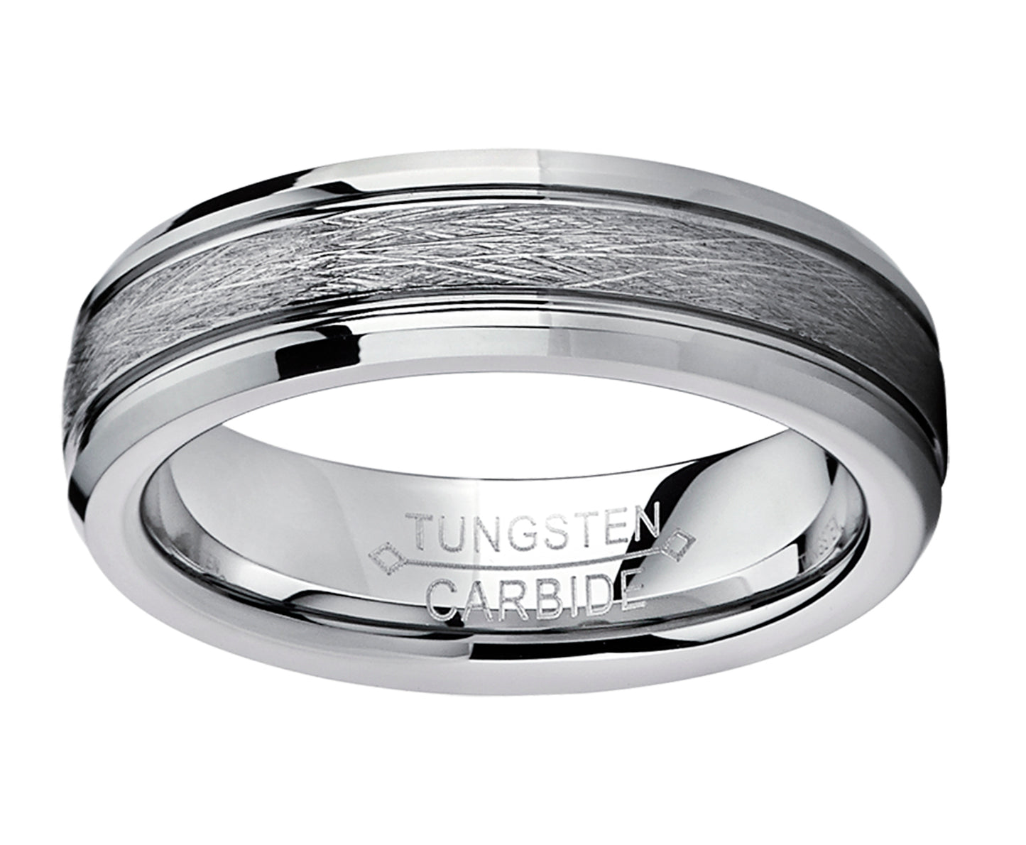 Tungsten Carbide Men's Women's Textured Brushed Center Wedding Band Ring, Comfort Fit 5mm