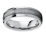 Tungsten Carbide Men's Women's Textured Brushed Center Wedding Band Ring, Comfort Fit 5mm