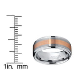 Men's Two Tone Rose Plated Tungsten Carbide Brushed Wedding Band Ring Comfort Fit 8mm