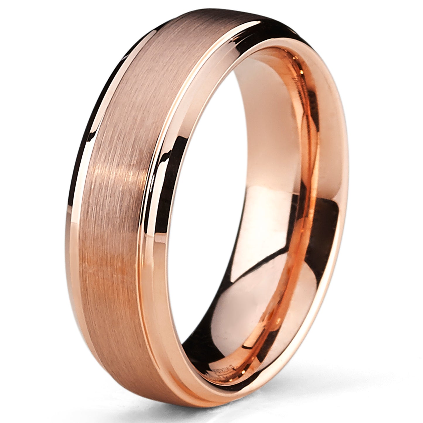 6mm Rose Plated Tungsten Carbide Wedding Band Ring Men's Band comfort fit