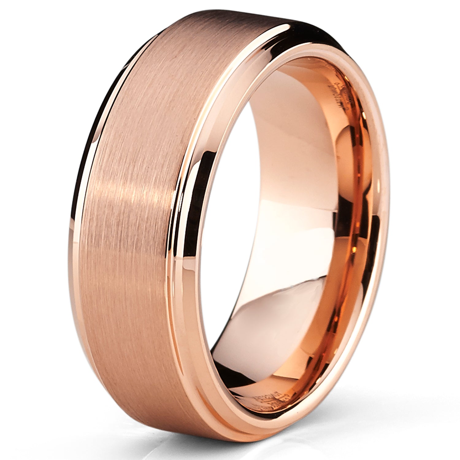 8mm Rose Plated Tungsten Carbide Wedding Band Ring Men's Band Comfort fit