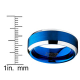 Tungsten Carbide Men's Brushed Wedding Band Blue Plated Engagement Ring 8MM Comfort-Fit