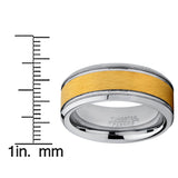 Tungsten Carbide Men's Goldtone Brushed Textured Center Ring Band, 8 mm Comfort Fit Sizes 7 to 15