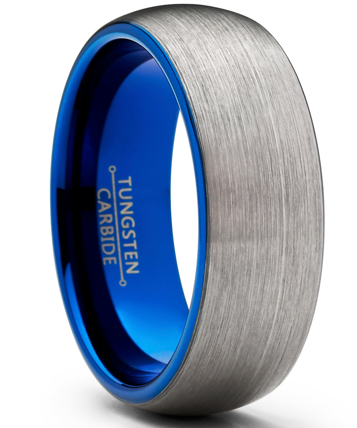 Men's Tungsten Carbide Wedding Band Ring Dome Brushed Comfort-Fit 8MM