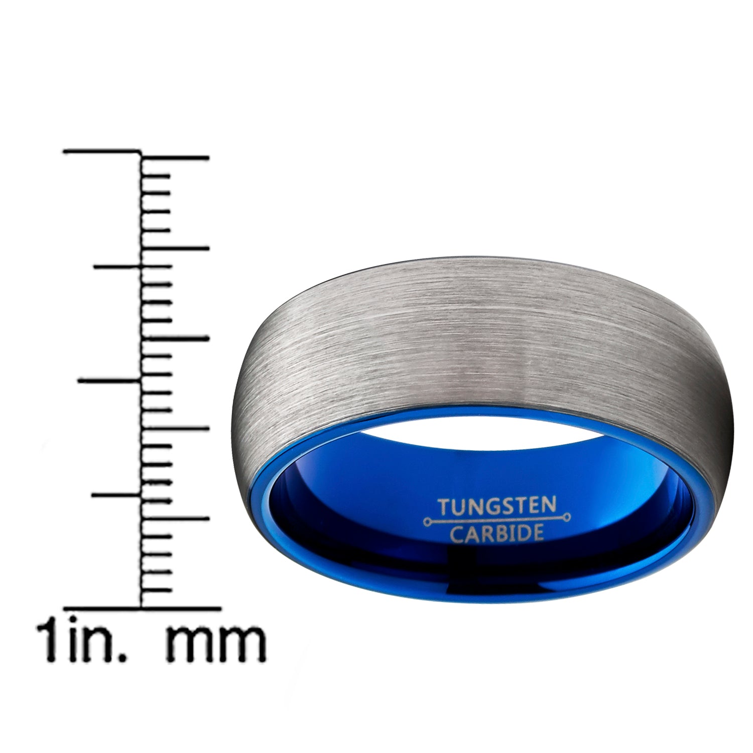 Men's Tungsten Carbide Wedding Band Ring Dome Brushed Comfort-Fit 8MM