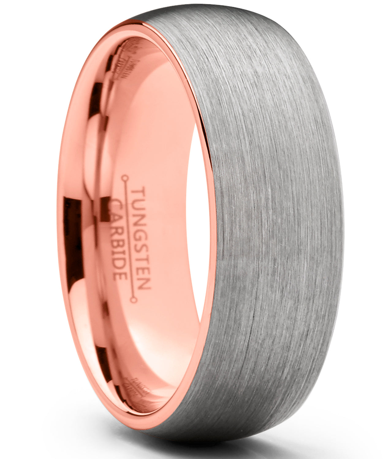 Men's Tungsten Carbide Wedding Band Ring Dome Brushed Comfort-Fit 8MM