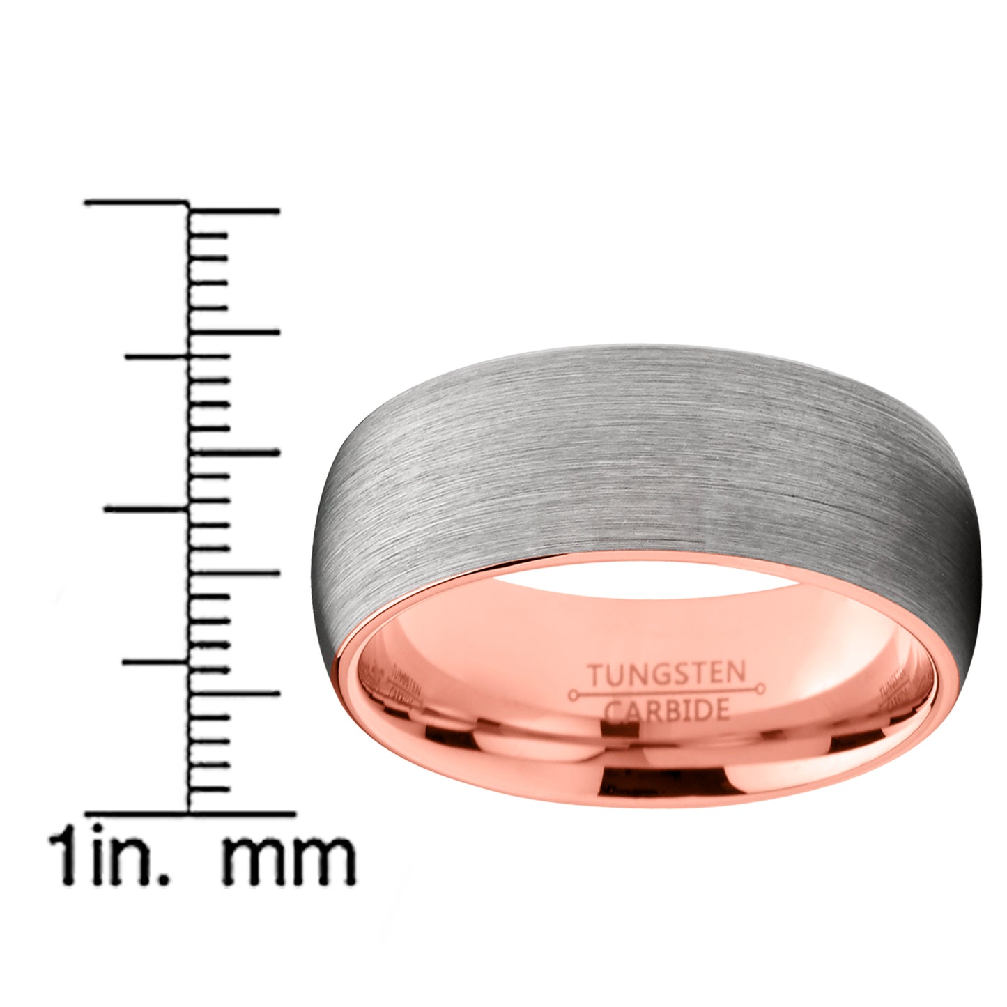 Men's Tungsten Carbide Wedding Band Ring Dome Brushed Comfort-Fit 8MM