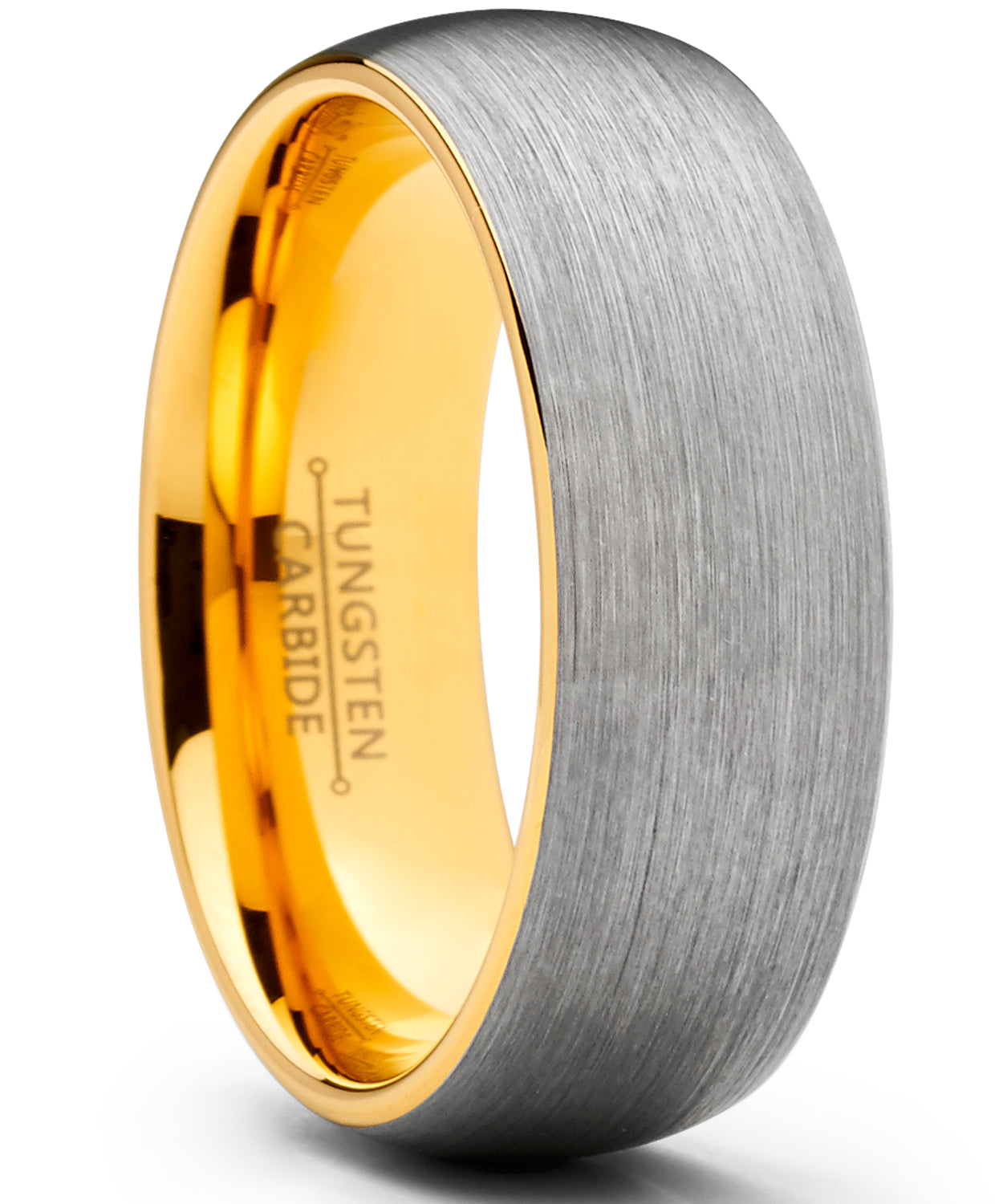 Men's Tungsten Carbide Wedding Band Ring Dome Brushed Comfort-Fit 8MM