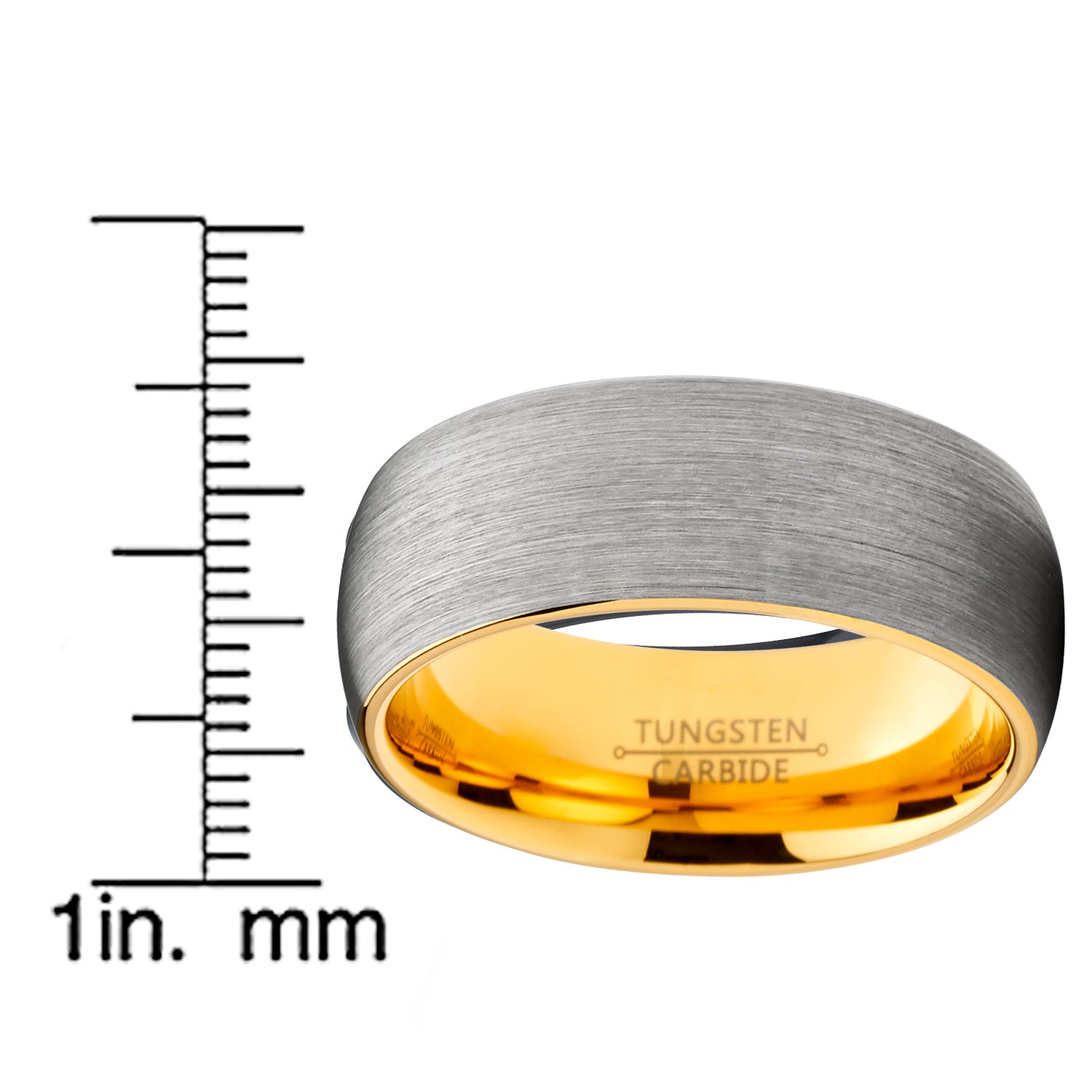 Men's Tungsten Carbide Wedding Band Ring Dome Brushed Comfort-Fit 8MM