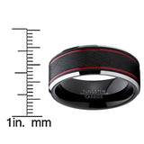 Men's Tungsten Carbide Black Brushed Textured Center Wedding Band Engagement Ring 8MM Comfort Fit
