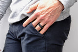 Men's Black Tungsten Carbide Wedding Band Engagement Ring Diamond Treaded Design, Flat Top 9mm