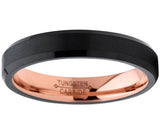 4mm Wide Tungsten Carbide Black and RoseTone Brushed Wedding Band Engagement Ring, Comfort Fit 5-12