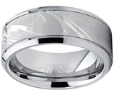 Men's Tungsten Carbide Wedding Band Ring, Inlaid Simulated Damascus Pattern 9mm