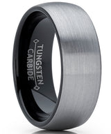 Men's Tungsten Carbide Wedding Band Ring Dome Brushed Comfort-Fit 8MM