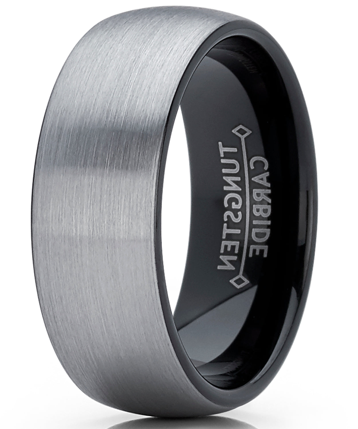 Men's Tungsten Carbide Wedding Band Ring Dome Brushed Comfort-Fit 8MM