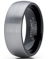 Men's Tungsten Carbide Wedding Band Ring Dome Brushed Comfort-Fit 8MM
