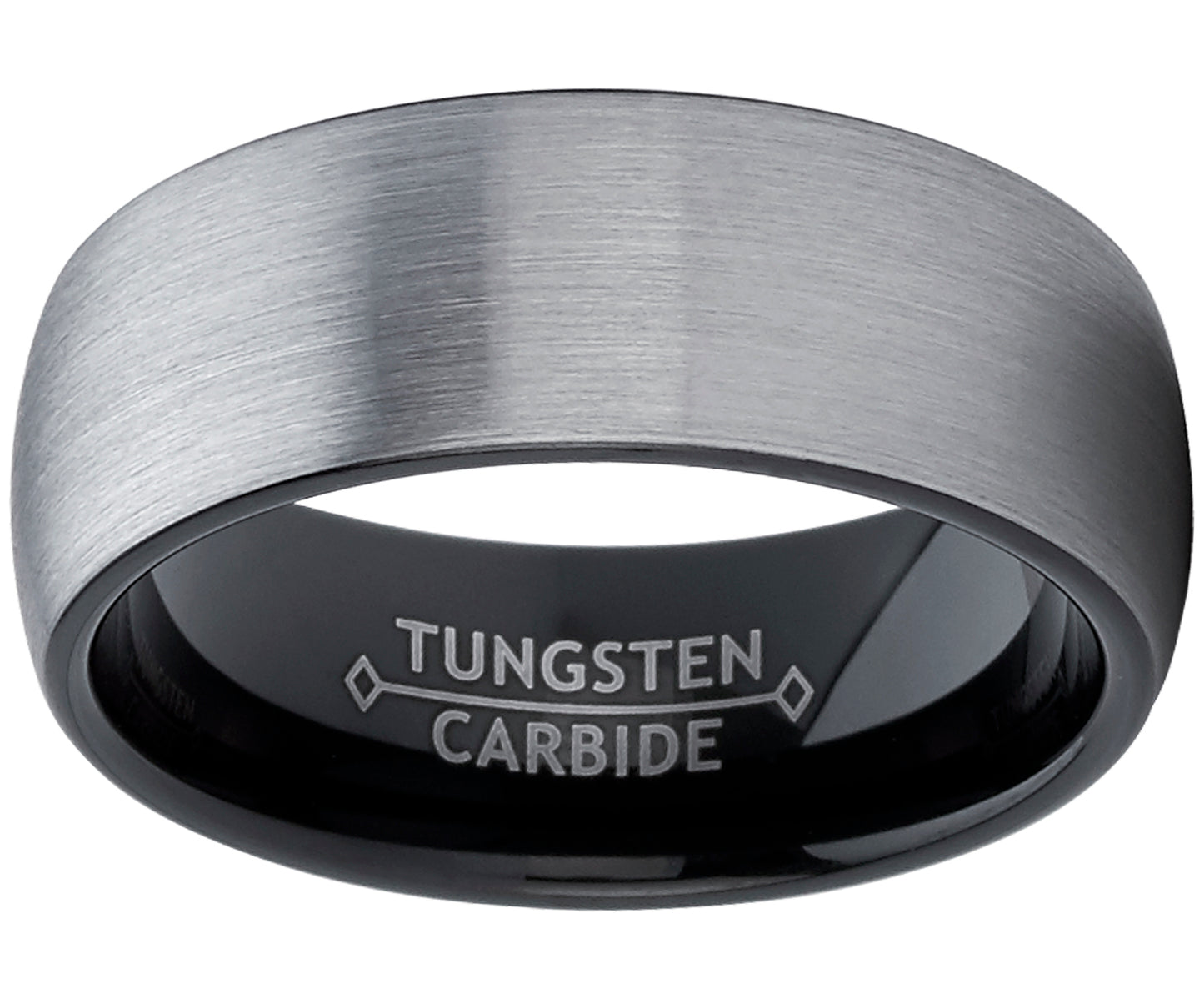 Men's Tungsten Carbide Wedding Band Ring Dome Brushed Comfort-Fit 8MM