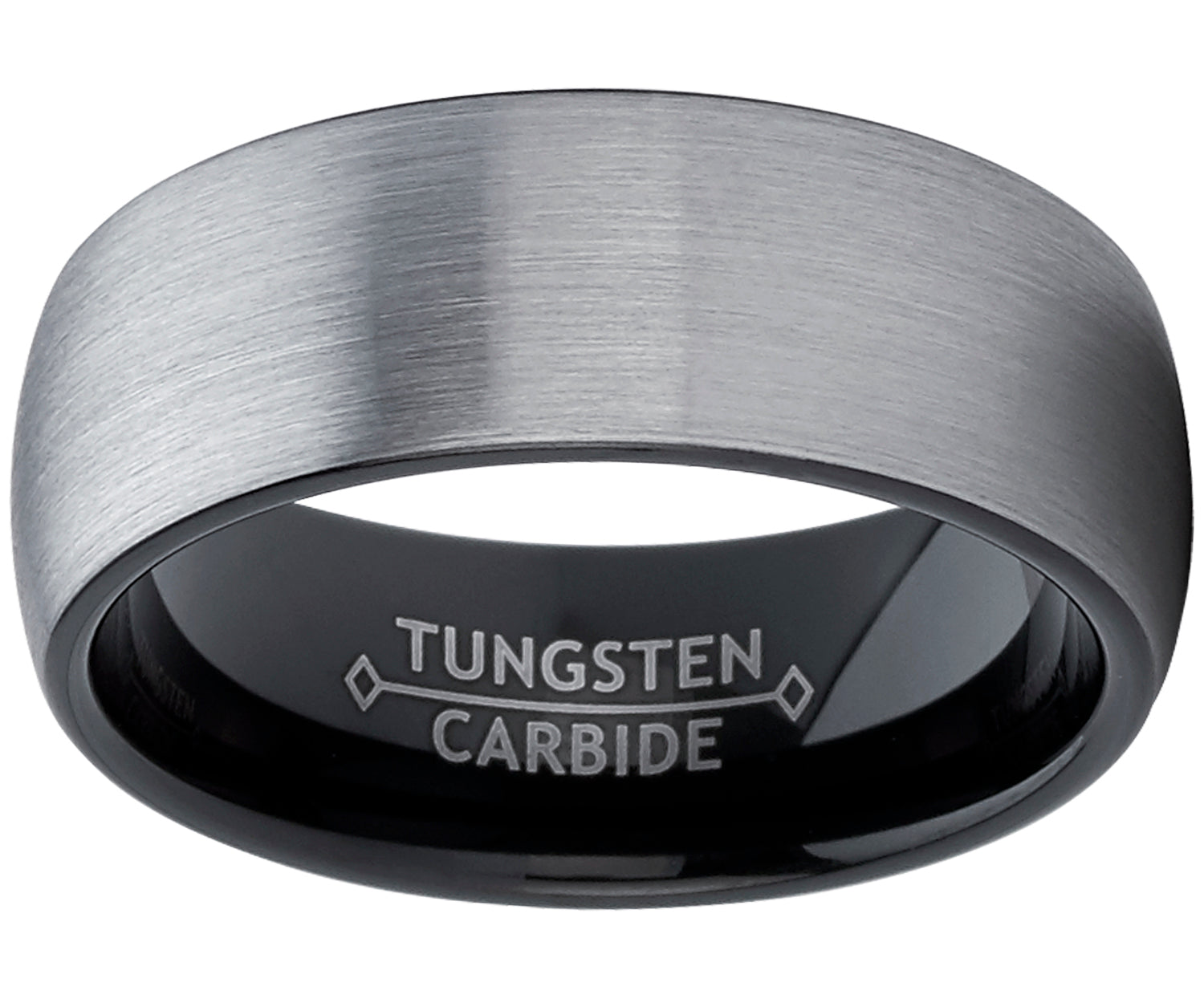 Men's Tungsten Carbide Wedding Band Ring Dome Brushed Comfort-Fit 8MM