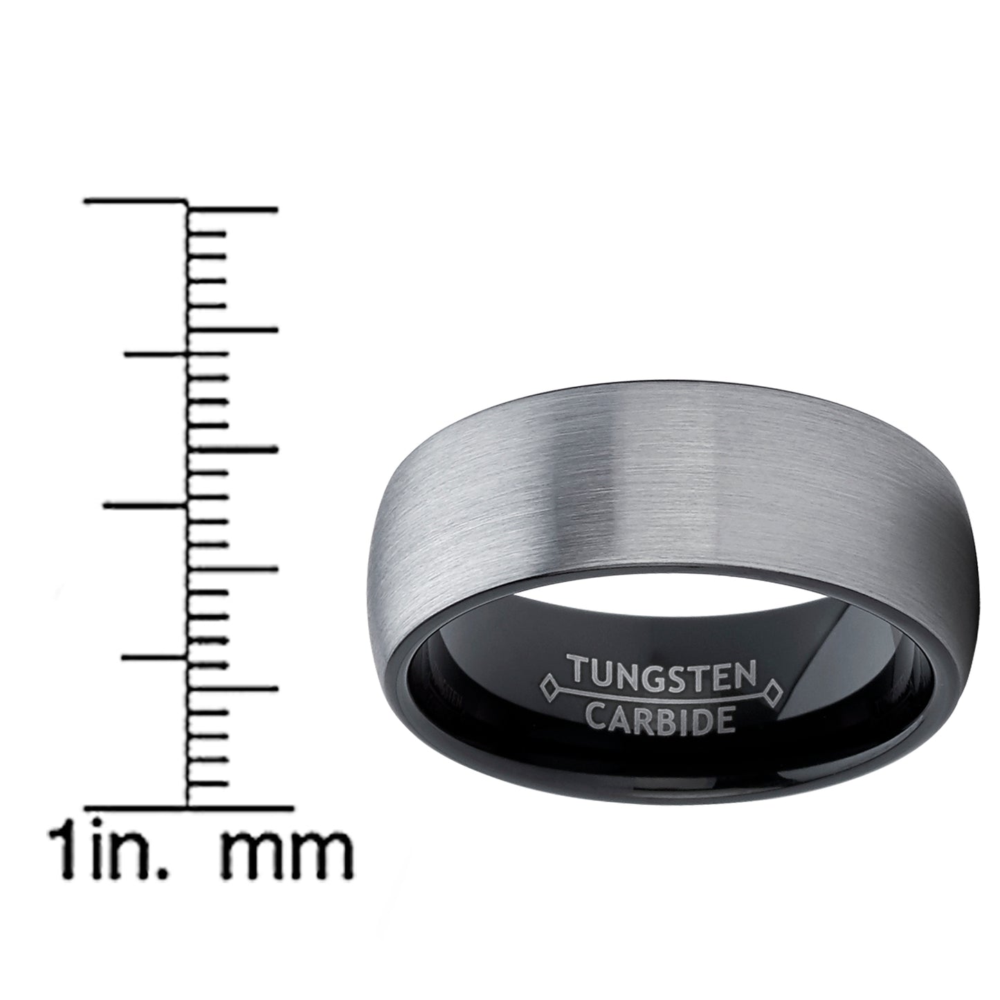 Men's Tungsten Dome Wedding Band Engagement Ring Brushed Comfort-Fit 8MM
