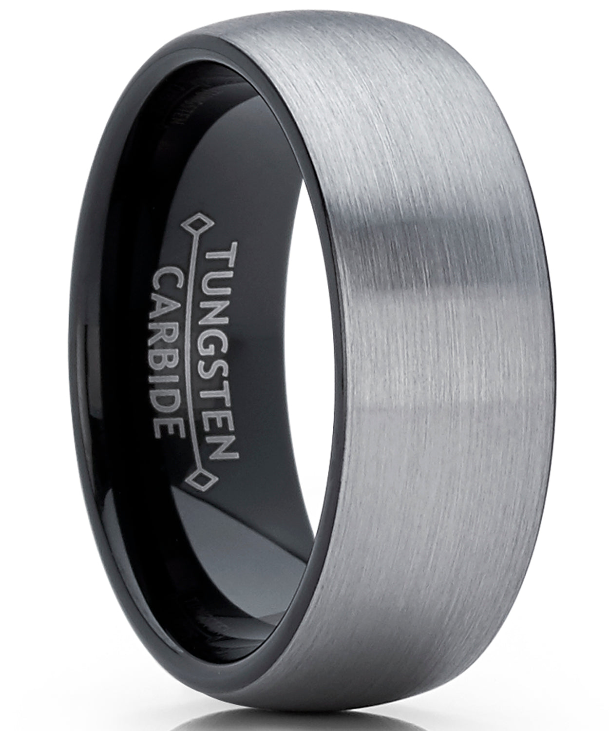 Men's Tungsten Dome Wedding Band Engagement Ring Brushed Comfort-Fit 8MM