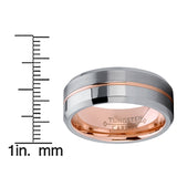 Men's Rose Tone Tungsten Carbide Wedding Band Engagement Ring, Comfort Fit 8mm