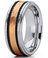 Men's Hammered Gold Tone Tungsten Carbide Wedding Band Ring, 8mm Comfort Fit