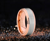 Men's Rose Gold Tone Tungsten Carbide Vortex Brushed Wedding Band Ring Comfort Fit 8mm