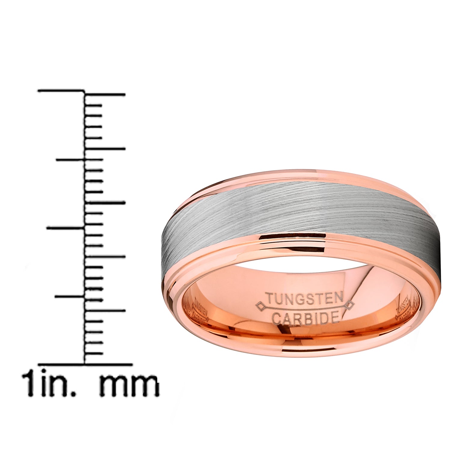 Men's Rose Gold Tone Tungsten Carbide Vortex Brushed Wedding Band Ring Comfort Fit 8mm