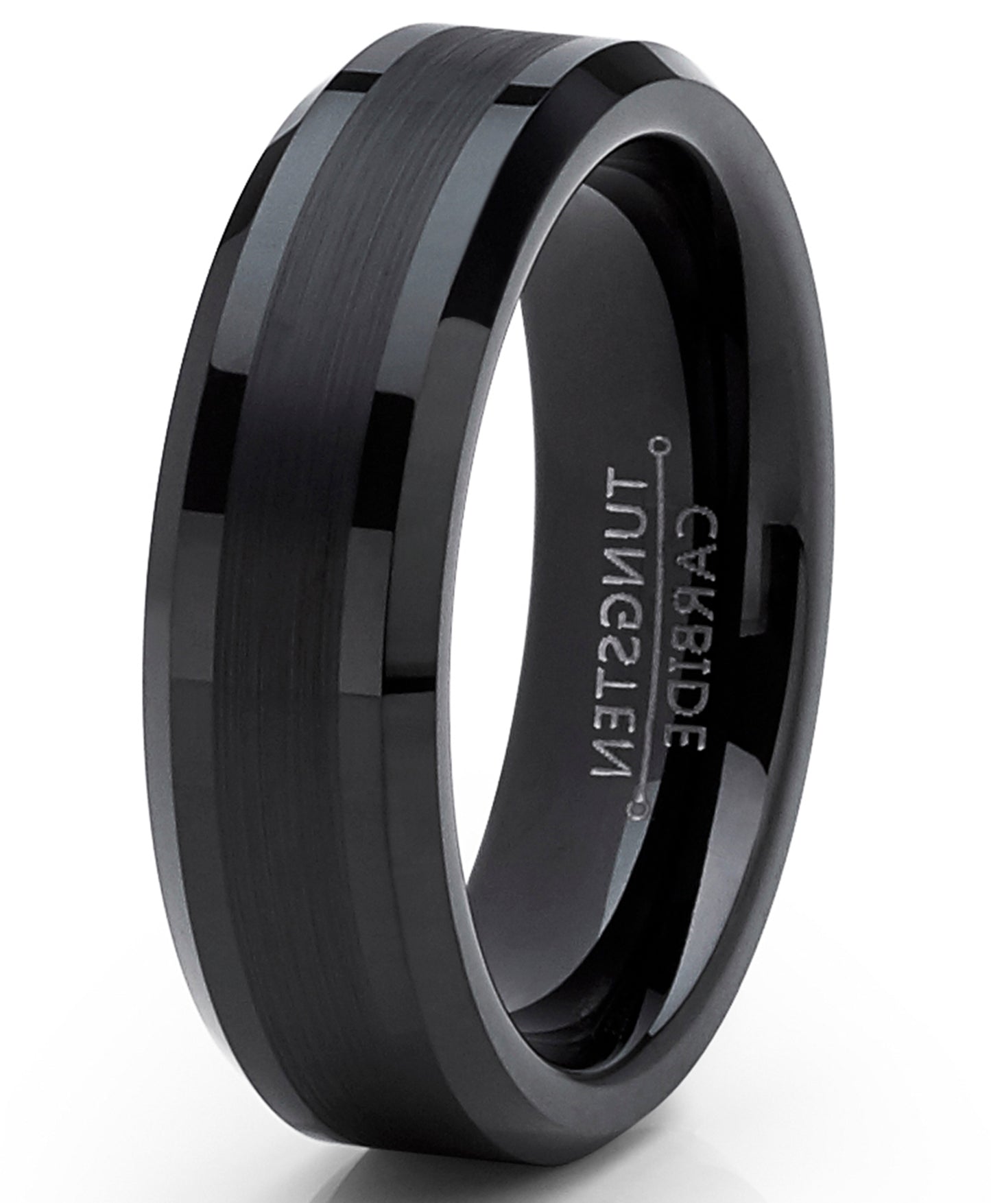 Tungsten Carbide Black Brushed Wedding Band Engagement Ring Comfort Fit 6mm
