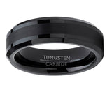Tungsten Carbide Black Brushed Wedding Band Engagement Ring Comfort Fit 6mm