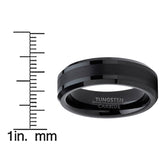 Tungsten Carbide Black Brushed Wedding Band Engagement Ring Comfort Fit 6mm