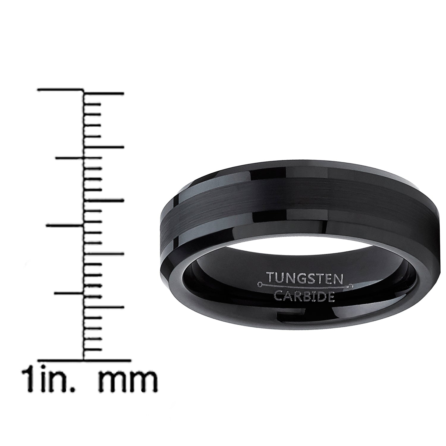 Tungsten Carbide Black Brushed Wedding Band Engagement Ring Comfort Fit 6mm