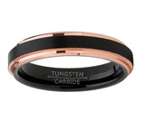 Men's Tungsten Carbide Black Brushed Wedding Band Rose Goldtone Ring Comfort Fit 4mm