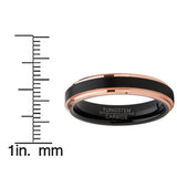Men's Tungsten Carbide Black Brushed Wedding Band Rose Goldtone Ring Comfort Fit 4mm