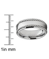 Tungsten Carbide Wedding Band Men's Ring with Braided Stainless Steel Cable Inlay