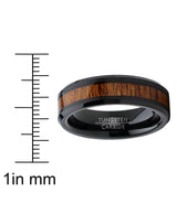 Koa Wood Tungsten Wedding Band Ring Brown Black 6MM
