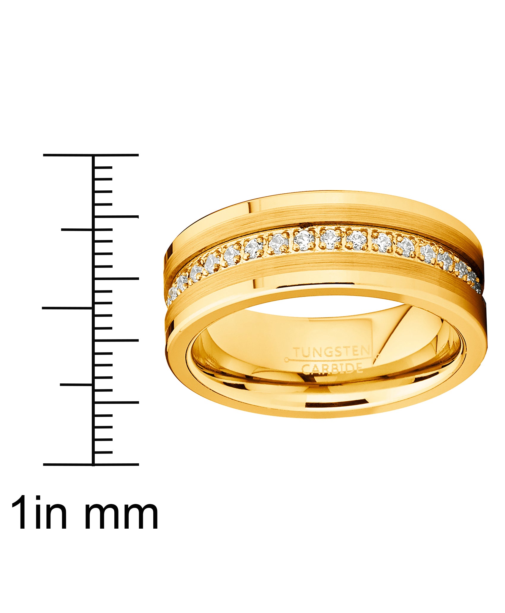 Men's Genuine Tungsten Black Wedding Band Eternity Ring Cubic Zirconia Comfort-Fit