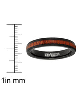Men's Women's Black Tungsten Wedding Band Engagement Ring, Real Wood 4mm
