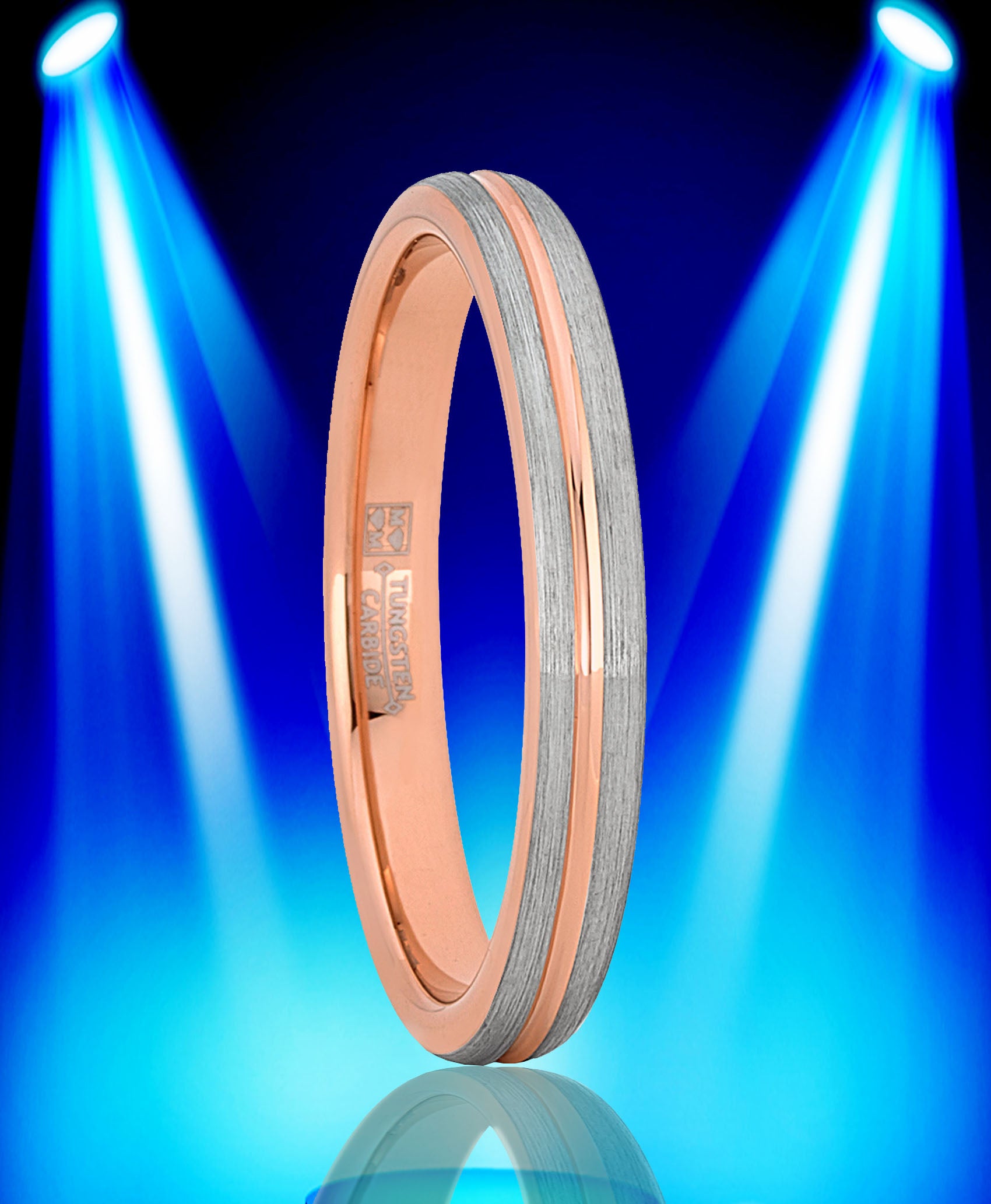 Men's Women's Rose Goldtone Tungsten Wedding Band Engagement Ring 3mm