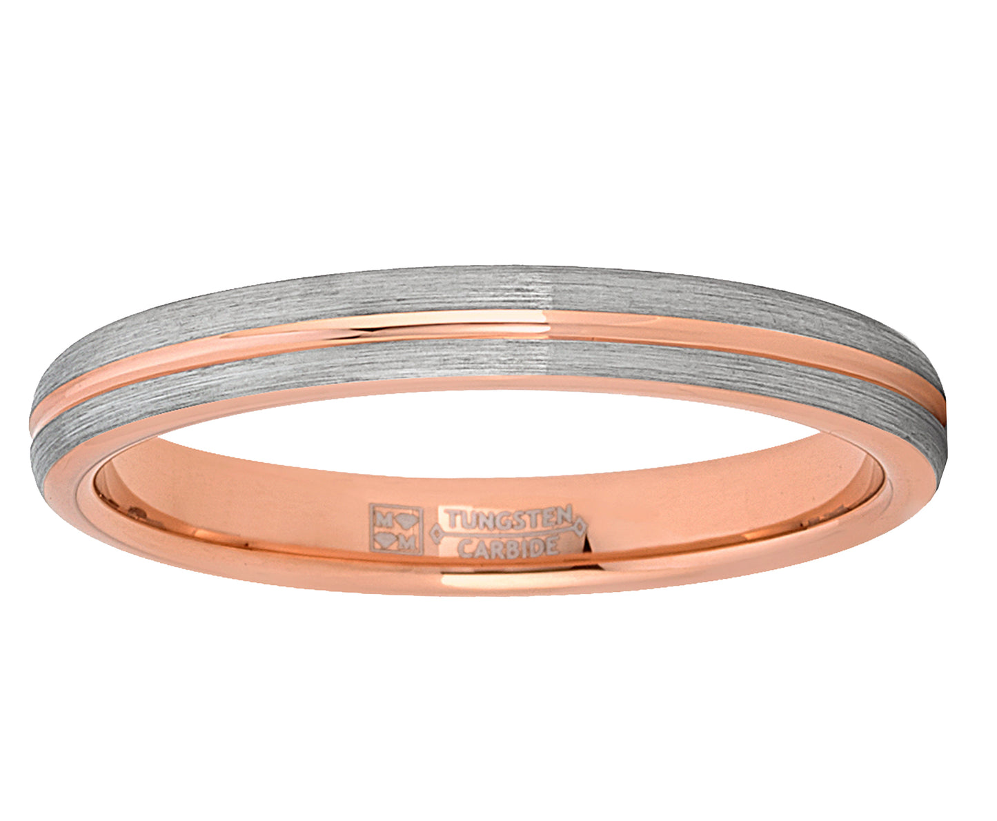 Men's Women's Rose Goldtone Tungsten Wedding Band Engagement Ring 3mm