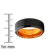 Black Tungsten Wedding Band Men's Ring Interior Beveled Edge Brushed 8mm